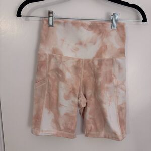 Womens Size S Aerie Offline The Hugger High Rise Bike Shorts Orange Tie Dye